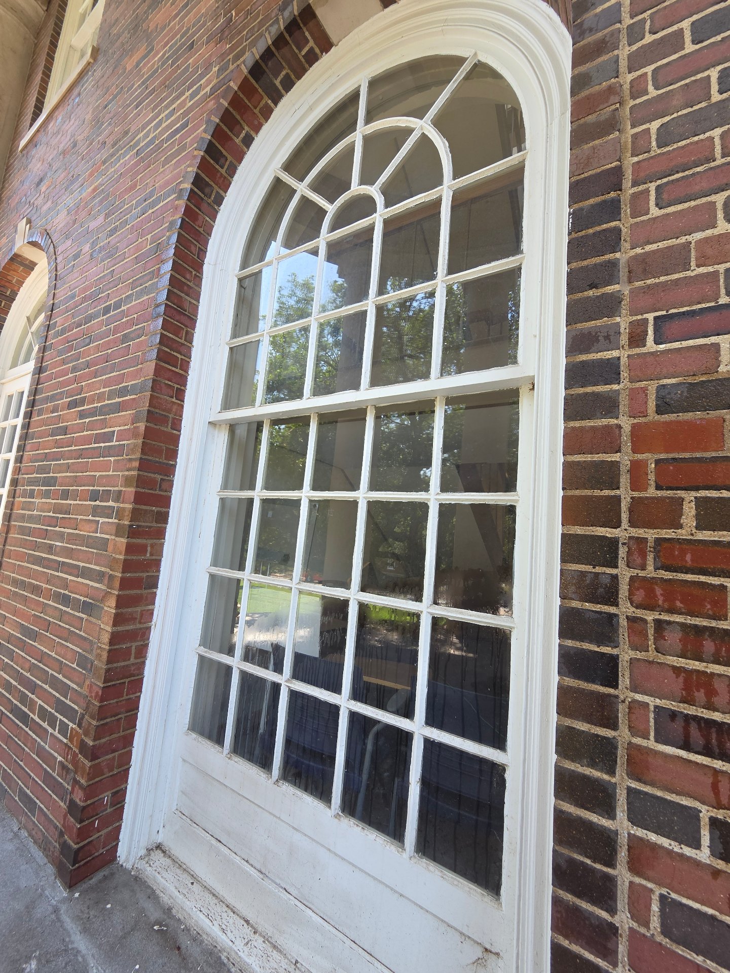 Dallas Hall window before professional cleaning